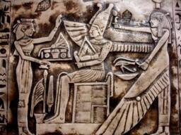 Egyptian Wall Decor God Osiris, Nephthys & Priest Antique Reproduction - thumbnail 1