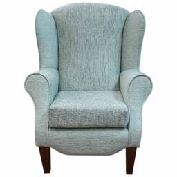 Handmade Wingback Armchair Aqua Floral Bloomsbury Fabric - thumbnail 2
