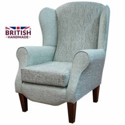 Handmade Wingback Armchair Aqua Floral Bloomsbury Fabric