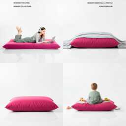 Bean Bag Pink Floor Cushion Large Polyester Pillow - thumbnail 3