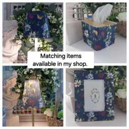 Beautiful Vintage Design Dark Blue Floral Wax Or Flameless Pillar Candles - thumbnail 4