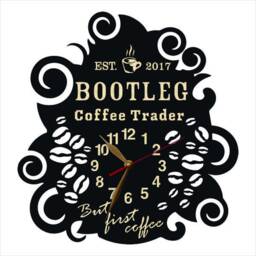 Cafe Clock Wall Coffee Shop Large 12-18Inch, Wood For Kitchen Decor, Barista Gift - thumbnail 3