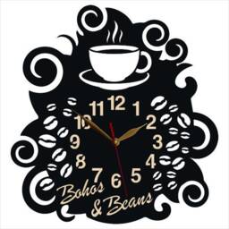 Cafe Clock Wall Coffee Shop Large 12-18Inch, Wood For Kitchen Decor, Barista Gift - thumbnail 2