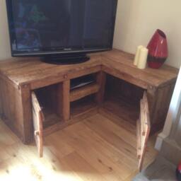 Tv Corner Unit Made From Old French Oak - thumbnail 3