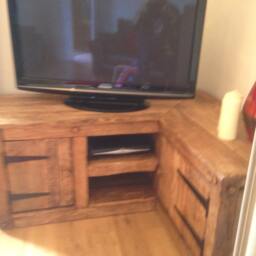 Tv Corner Unit Made From Old French Oak - thumbnail 2