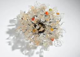 Floral Flush Mount Ceiling Light Resin Flowers & Leaves, Orange Accents