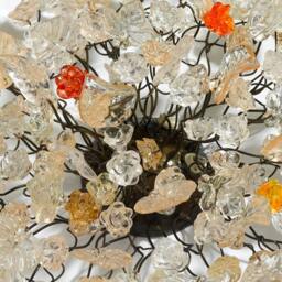 Floral Flush Mount Ceiling Light Resin Flowers & Leaves, Orange Accents - thumbnail 2
