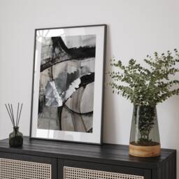 Afghanistan Map - Black & Grey Abstract Painting Of Wall Art Print Traval Poster - thumbnail 1