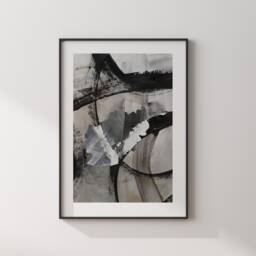 Afghanistan Map - Black & Grey Abstract Painting Of Wall Art Print Traval Poster - thumbnail 3