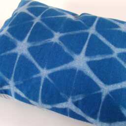 Indigo Shibori Pillow Cover Geometric Lumbar Pillow, Boho Decor - thumbnail 2