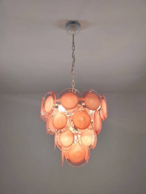 Pink Discs Murano Glass Chandelier - image 1