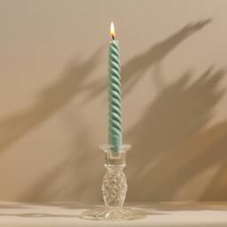 Handmade Beeswax Soy Blend Twist Spiral Summer Candle Soft Pastel Dinner Taper Home Decor - thumbnail 3