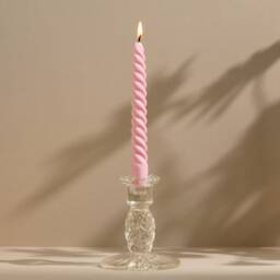 Handmade Beeswax Soy Blend Twist Spiral Summer Candle Soft Pastel Dinner Taper Home Decor - thumbnail 2
