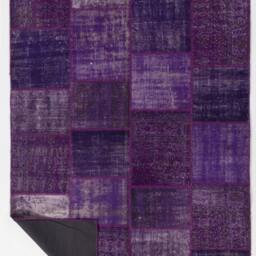 Handmade Turkish Patchwork Rug, Purple - thumbnail 2