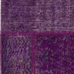 Handmade Turkish Patchwork Rug, Purple - thumbnail 4