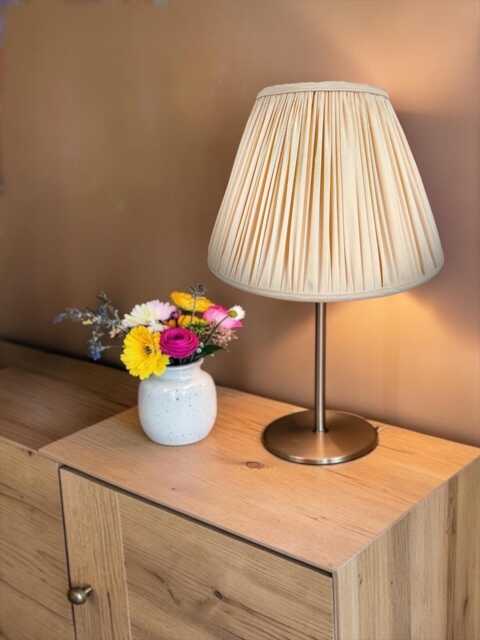 Cream Pleated Lampshade Handmade Fabric Shade For Pendant, Table, Floor Lamps - image 1