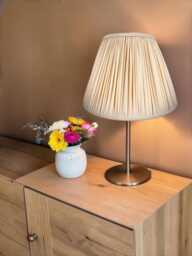 Cream Pleated Lampshade Handmade Fabric Shade For Pendant, Table, Floor Lamps - thumbnail 1