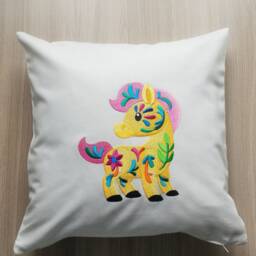 "Children's Decorative Pillowcase With Animal Embroidery ""Yellow Horse" - thumbnail 3