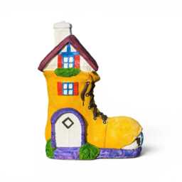 Fairy-Inspired Boot House Statue Hand-Painted Garden Concrete Gnome Home Decor - thumbnail 2
