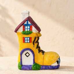 Fairy-Inspired Boot House Statue Hand-Painted Garden Concrete Gnome Home Decor - thumbnail 1
