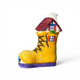 Fairy-Inspired Boot House Statue Hand-Painted Garden Concrete Gnome Home Decor - thumbnail 3