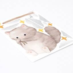 Grey Balloon Cat Wall Decal, Plastic-Free Kids Room Wall Stickers - thumbnail 4