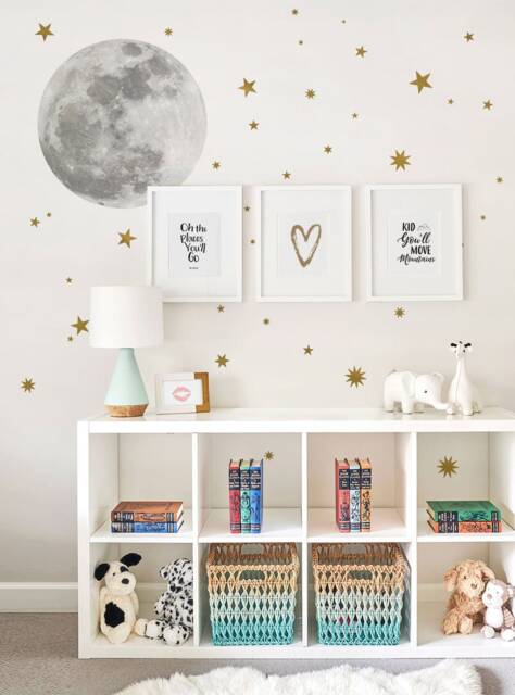 Moon & Stars Wall Decals Peel Stick Kids Room Decor - image 1