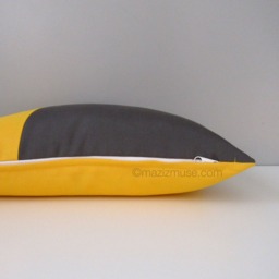 Tuscan Orange & Gray Sunbrella?? Outdoor Pillow Cover in Modern Color Block, Charcoal Grey/Throw Cushion By Mazizmuse - thumbnail 4