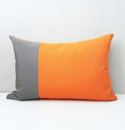 Tuscan Orange & Gray Sunbrella?? Outdoor Pillow Cover in Modern Color Block, Charcoal Grey/Throw Cushion By Mazizmuse - thumbnail 1