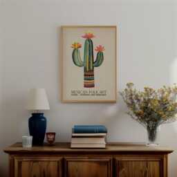 Mexican Cactus Art Print Colourful Folk Poster - thumbnail 2