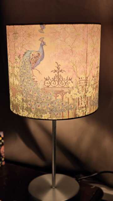 Decoupage Peacock Bedside Lamp Handmade Floral Night Light - image 1