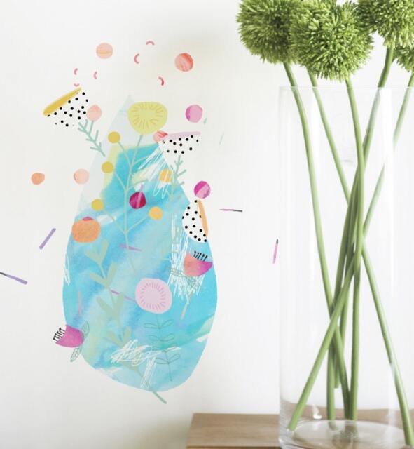 Flowery Raindrop Wall Sticker Decal - Illustration Stickers, Animals Decals, Home Decor, Art, Illustrations - image 1