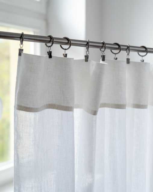 White Linen Sheer Curtain Panel, Rod Pocket Custom Window Curtains, Scandi - image 1