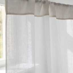 White Linen Sheer Curtain Panel, Rod Pocket Custom Window Curtains, Scandi - thumbnail 2