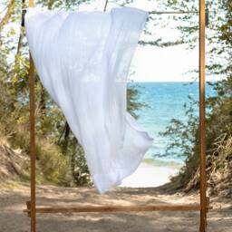 White Linen Sheer Curtain Panel, Rod Pocket Custom Window Curtains, Scandi - thumbnail 3