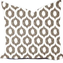 Geometric Ikat Pillow Cover - Modern Accent Throw, Red, Gray, Taupe Outdoor Rated - thumbnail 4