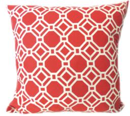 Geometric Ikat Pillow Cover - Modern Accent Throw, Red, Gray, Taupe Outdoor Rated - thumbnail 1