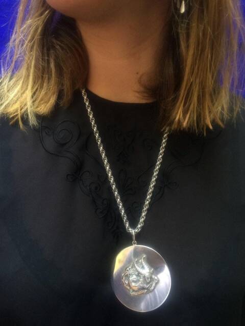 Signed Cini Sterling Silver Capricorn Medallion Necklace - image 1