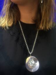 Signed Cini Sterling Silver Capricorn Medallion Necklace - thumbnail 1