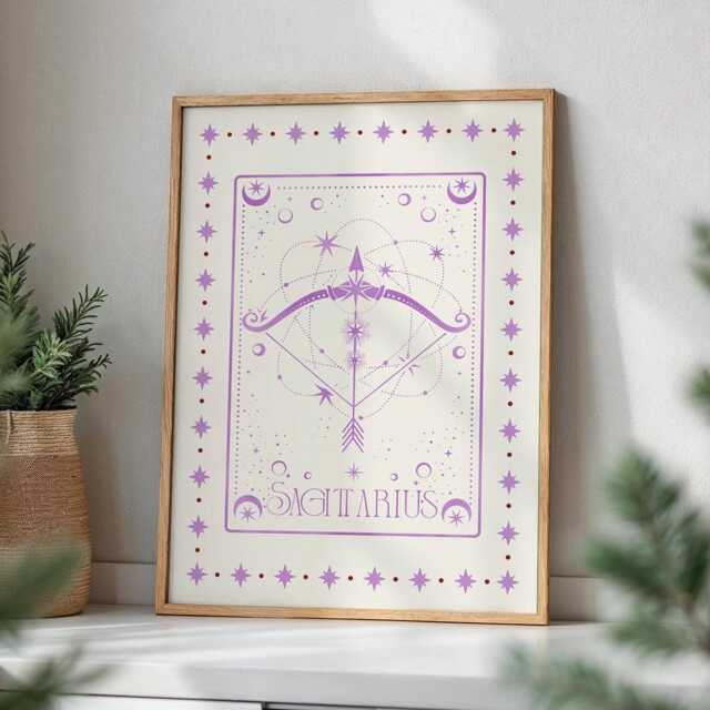 Sagittarius Zodiac Aesthetic Wall Art, Trendy Print, Astrology Decor, Celestial Star Sign Poster, Spiritual Gift - image 1