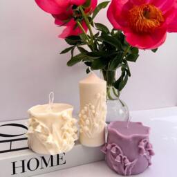 Lily Of The Valley Pillar Candle Scented Soy Wax, Handmade Home Decor - thumbnail 2