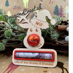 Personalised Reindeer Christmas Ornament Money & Chocolate Holder, Cash Envelope - thumbnail 3
