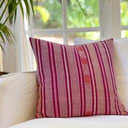 Vintage Guatemalan Pillow Cover Pink Stripe Ikat & Plaid, 20 - thumbnail 3