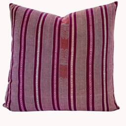 Vintage Guatemalan Pillow Cover Pink Stripe Ikat & Plaid, 20 - thumbnail 2