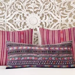 Vintage Guatemalan Pillow Cover Pink Stripe Ikat & Plaid, 20 - thumbnail 4