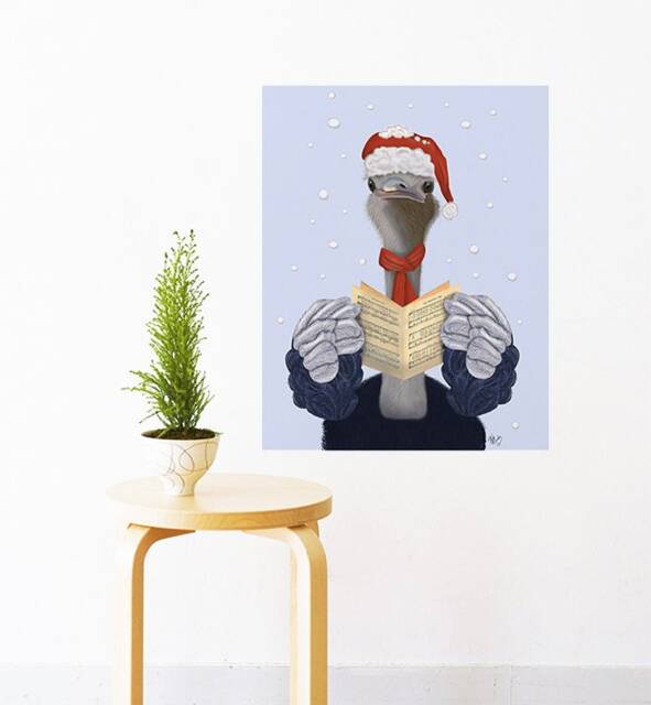 Ostrich Singing Christmas Carols Wall Sticker Decal - Kids Stickers, Animals Childrens Decals, Art, Room