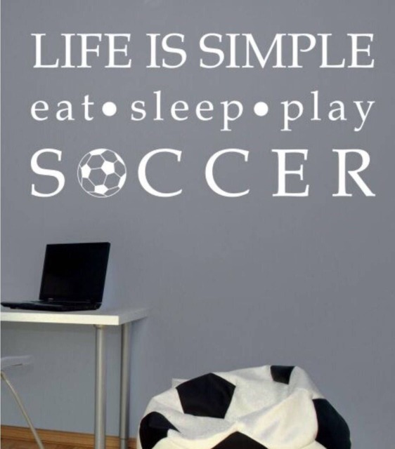 Soccer Wall Decal Life Is Simple Play Large Sports Football Room Kids Teen & Nursery Child041 - image 1