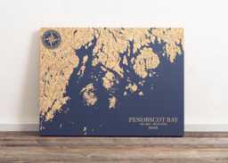 Penobscot Bay, Maine Map - Engraved Wood Coastal Chart Wall Art Sign, Beach House Home Decor Nautical Print, Unique Personalized Family Gift