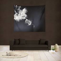 Dandelion Tapestry Wall Hanging, Wispy Nature Photo, Bohemian Decor - thumbnail 3