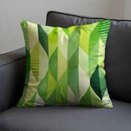 Fresh Green Gradient Cushion Cover, Abstract Geometric Leaf Design Pillow Case, Watercolor Throw Cover - thumbnail 4